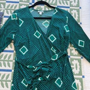 A Pea in the Pod Green Maternity Wrap Dress